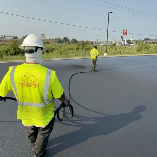 Seal Coating Mineshaft parking lot in Oshkosh
