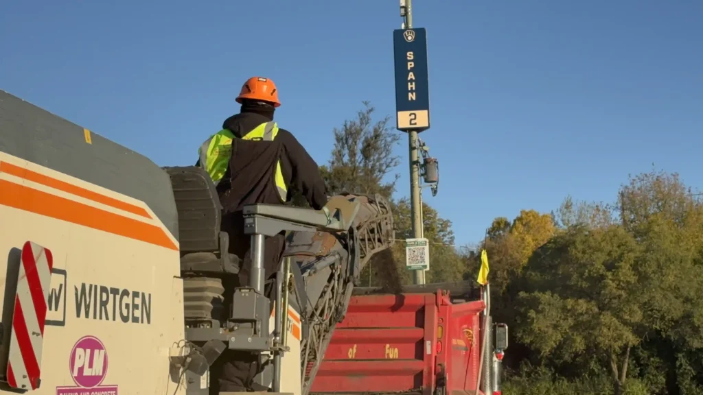 PLM performing asphalt milling at the Milwaukee Brewers Stadium Parking Lot