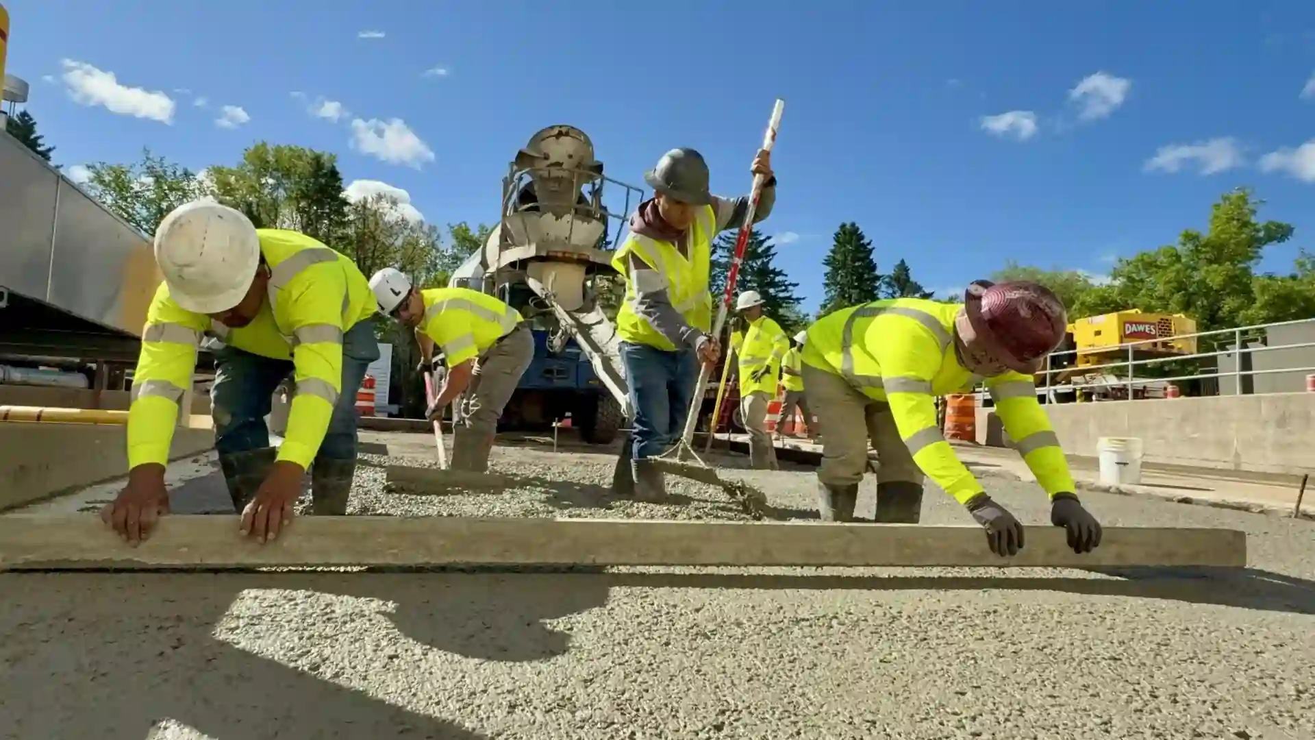 PLM crew laying out a concrete surface