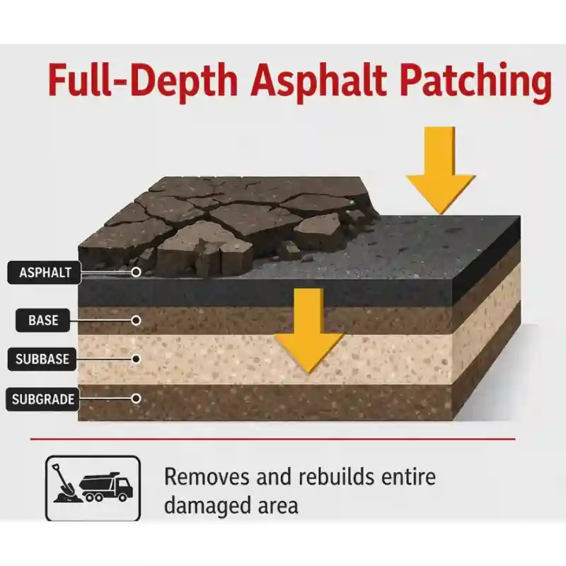 Full depth asphalt patching infographic