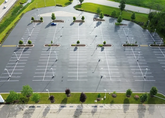 Sky view photo after parking lot paving service