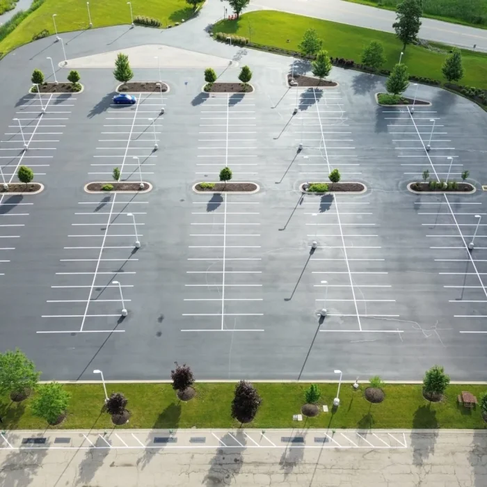Sky view photo after parking lot paving service