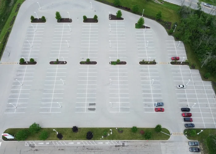 Sky view photo before parking lot paving service