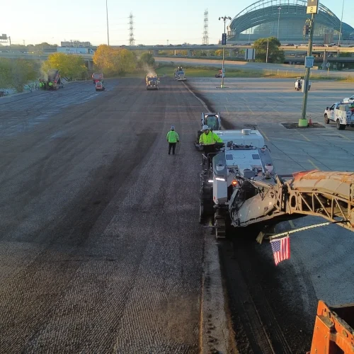 One of two mills running at American Family Field parking lot.