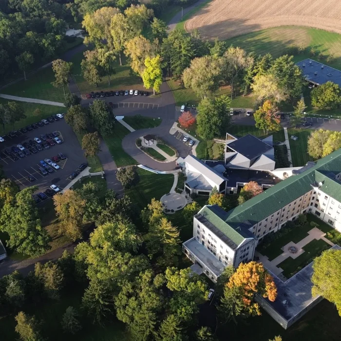 Aerial view of full scope of work done at st. Benedicts Abbey.