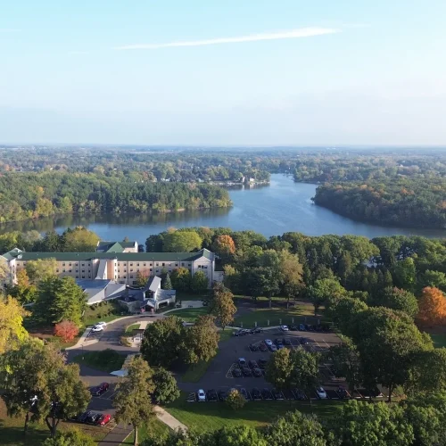 Aerial after shot of work done at St. Benedicts Abbey.